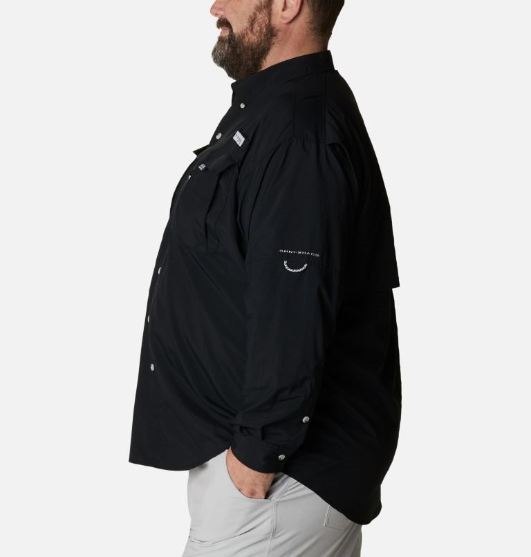Men's Columbia PFG Bahama II Long Sleeve Shirts Black | Plus Size CA-F8506